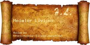 Heimler Líviusz névjegykártya